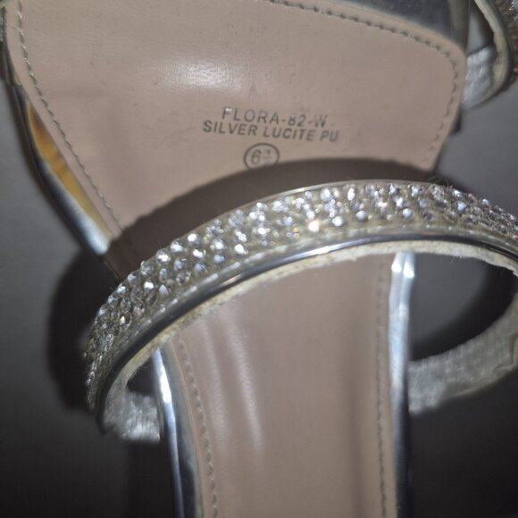 Lov Mark Spiral leg wrap 4" heels, silver and rhinestone in size 6.5 - Picture 15 of 16